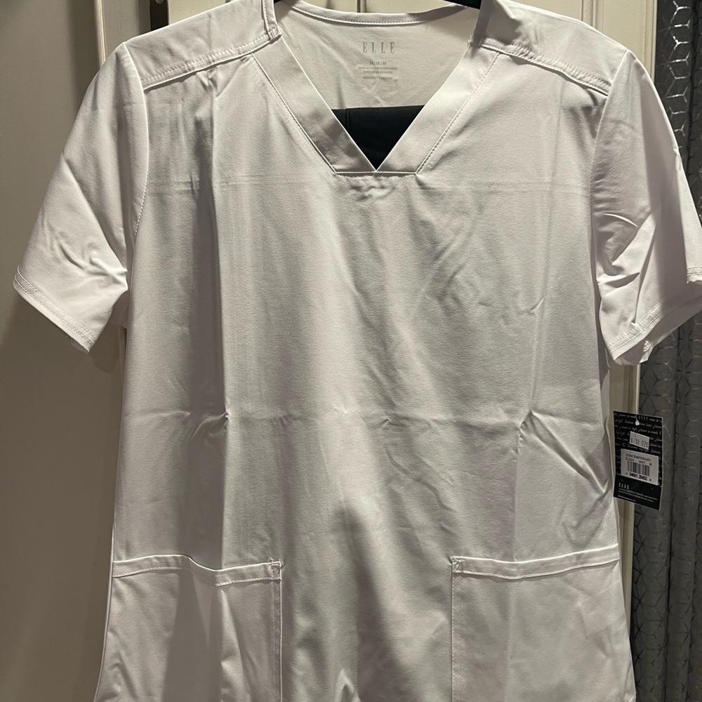 ELLE White Scrub Top BRAND NEW